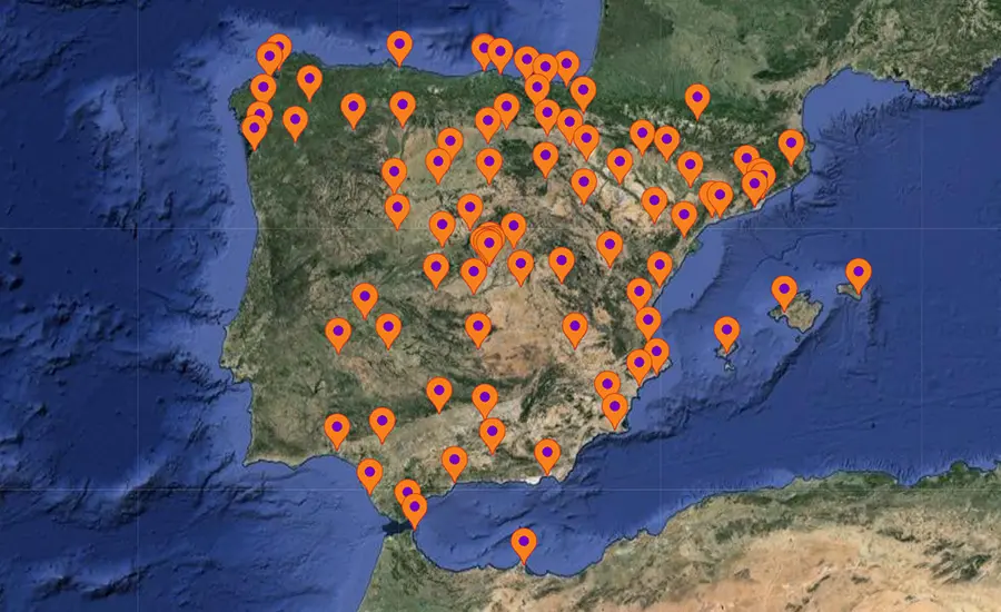 
Mapa de ubicaciones de TKE en España
